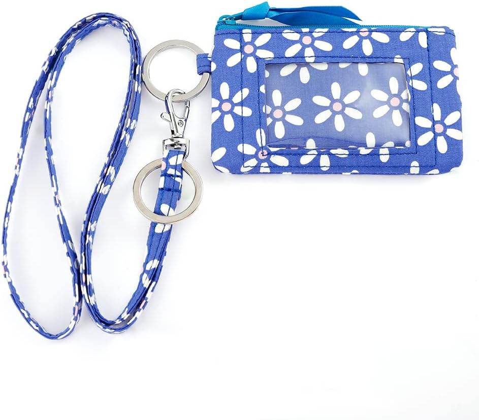 dandodo Combo de estuche de identificación con cremallera y cordón para mujer (varios equipos disponibles), llavero, cartera de identificación con