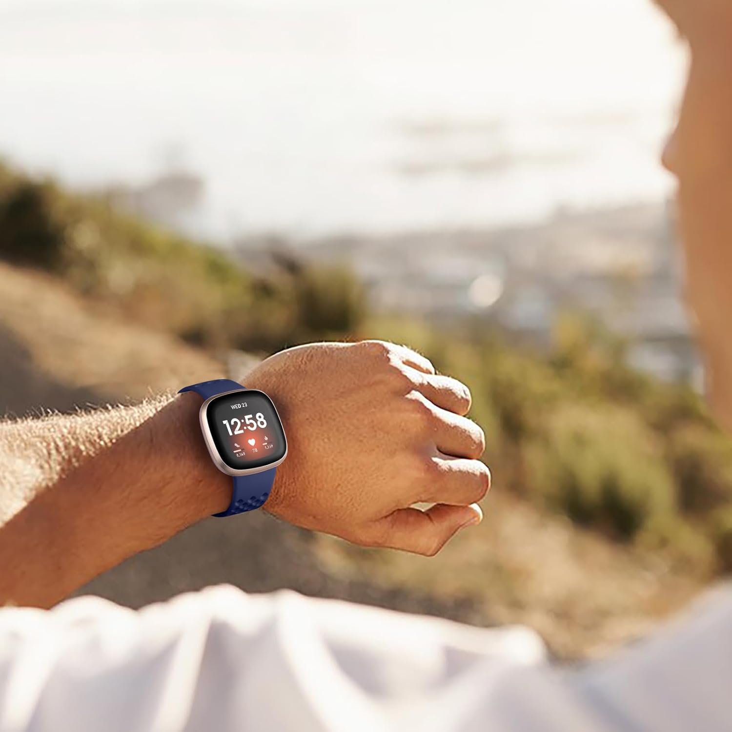 Getino Correa deportiva compatible con Fitbit Versa 4Versa 3 y Fitbit SenseSense 2 correas para mujeres y hombres, correa impermeable de repuesto