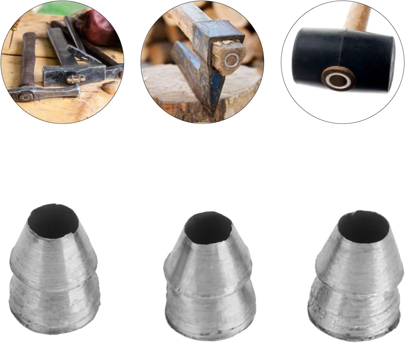 Fdit Juego de 20 cuñas de mango redondo, mango de martillo de acero, adecuado para accesorios de martillo de garra de hacha (diámetro de 0.31