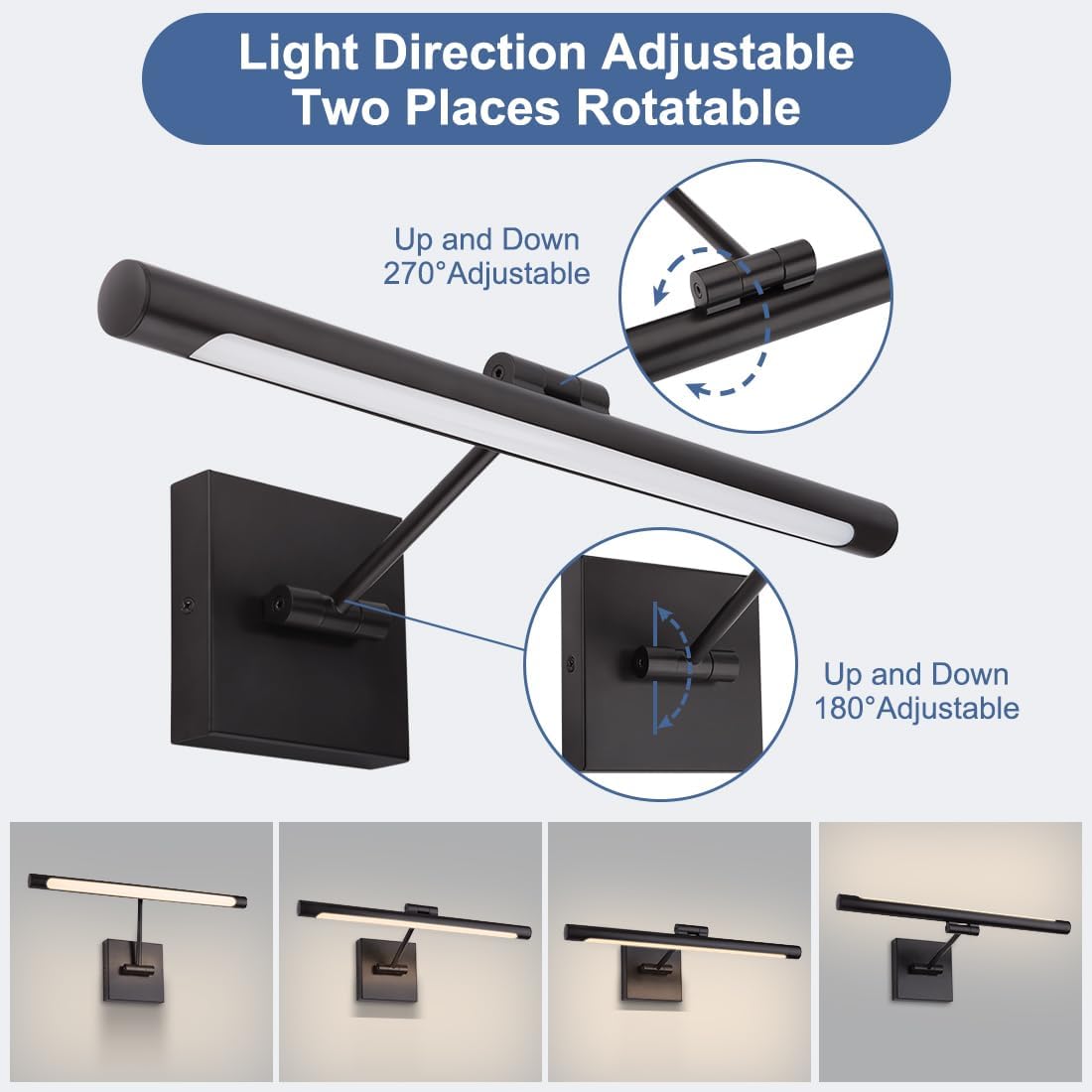 Xbuyee Luz LED para pintura, luz de arte ajustable de 16.54 pulgadas y 9 W para pared, lámpara de pared de galería para trabajos de exhibición,