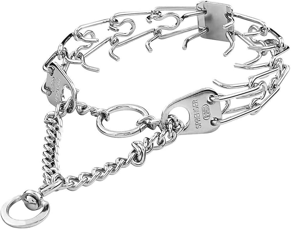 Herm Sprenger – Collar de punta de 25 pulgadas de largo para cuellos de hasta 22 pulgadas, acero cromado