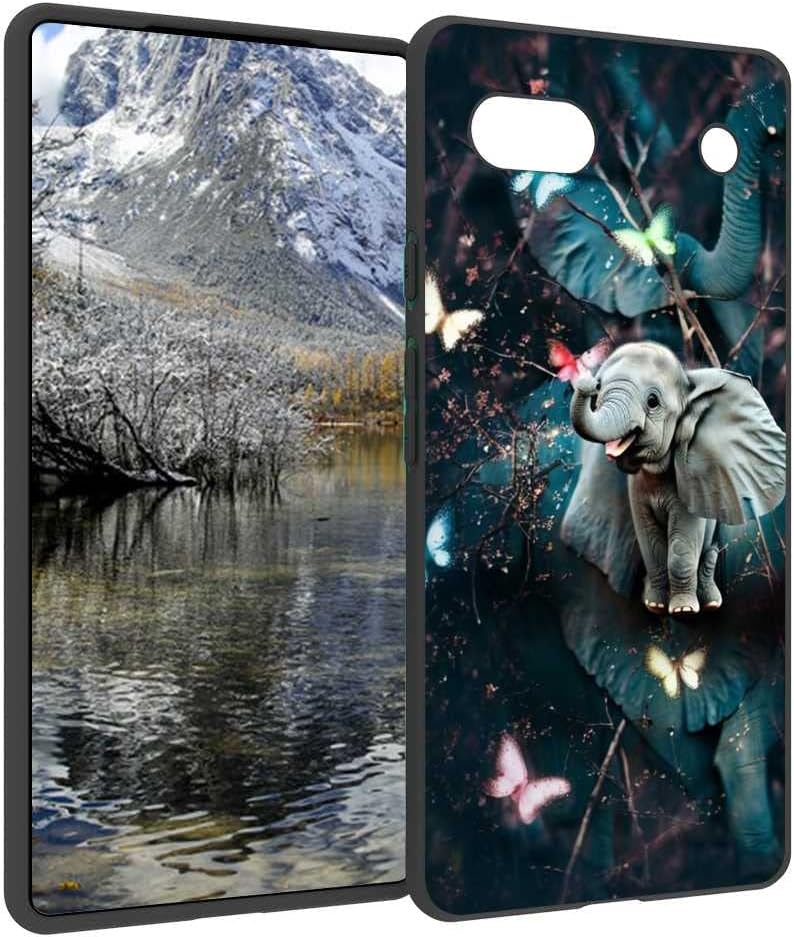 Compatible con Google Pixel 6A – Funda de elefante, lindo elefante bebé colorido mariposas bosque gráfico para Google Case hombres mujeres, funda de