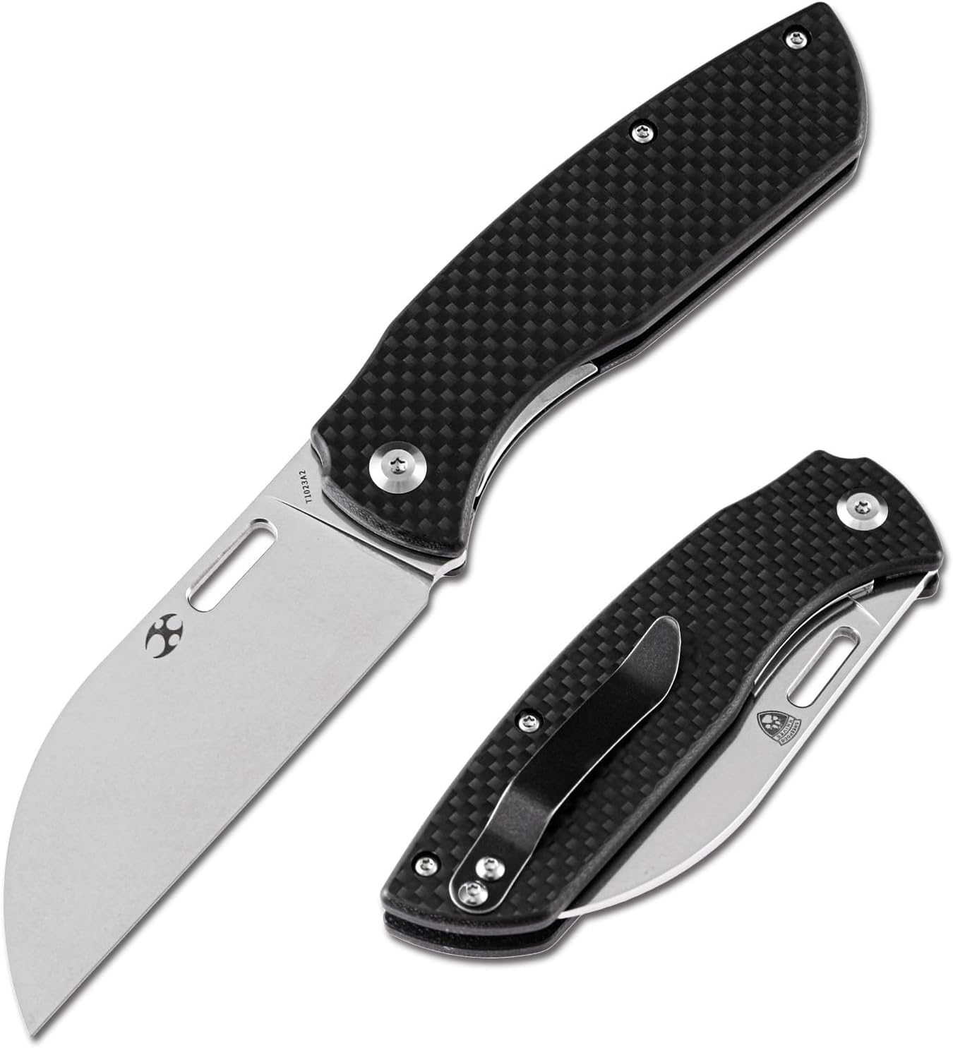 KANSEPT Cuchillo plegable de bolsillo convicto EDC Cuchillo plegable para acampar 3.3 ” Negro lavado a la piedra 60.6 in Material Cuchillo plegable