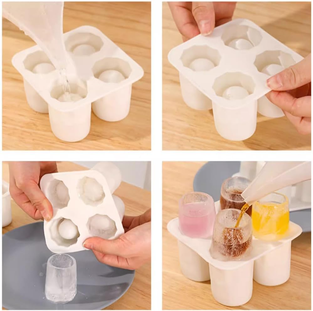 Bandejas para cubitos de hielo, 2 unidades, bandejas de hielo de silicona para congelador, bandeja de silicona de fácil liberación, 4 cilindros de