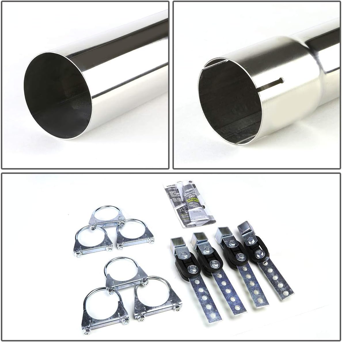 DNA MOTORING CBE-F1500-T2 Sistema de escape del silenciador trasero del eje compatible con Ford F150 04-08 4.6L5.4L