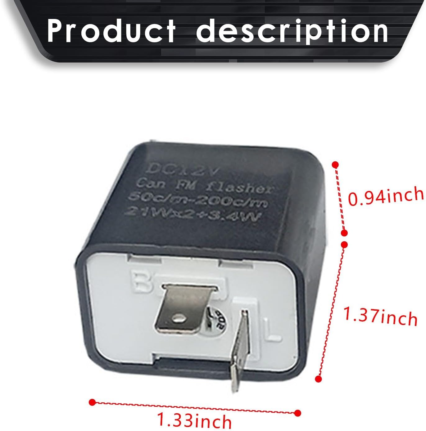 Hawyet 4 relés intermitentes para automóvil, CC de 12 V LED de frecuencia ajustable, relé de señal de giro de 2 pines, dispositivo de control de