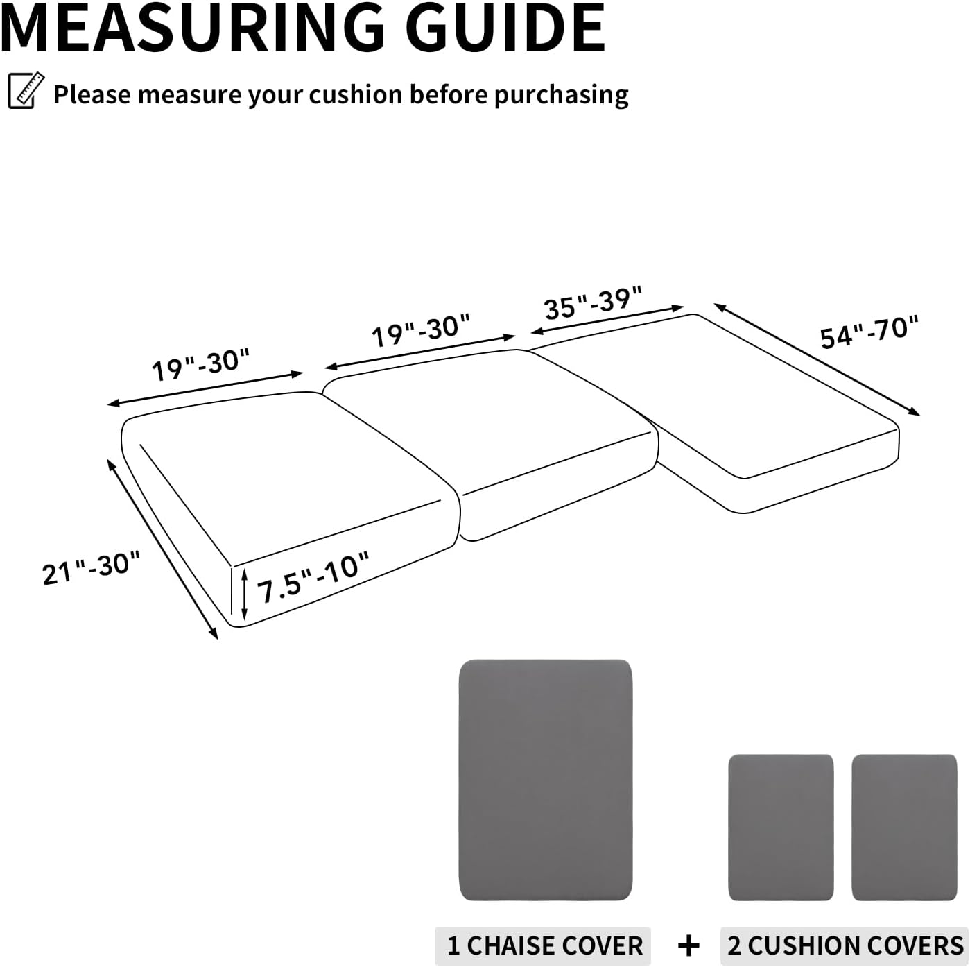 Easy-Going Fundas de cojín 100% impermeables de 3piezas para sofá, seccional izquierdo y derecho en forma de L, funda antideslizante para sofá,