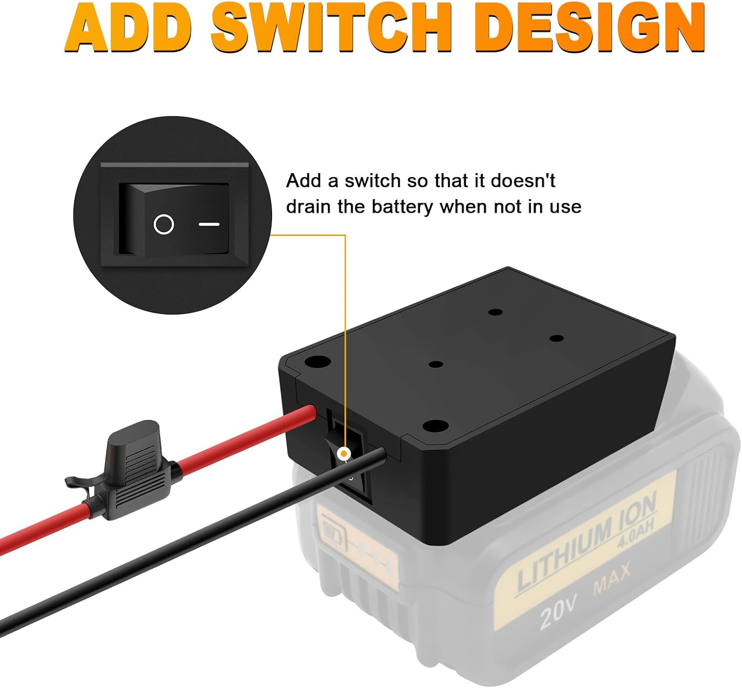 Paquete de 2 adaptadores de batería de Power Wheels para Milwaukee M18 Adaptador de batería de 18 V y Dewalt 20 V Power Wheels conversión de batería