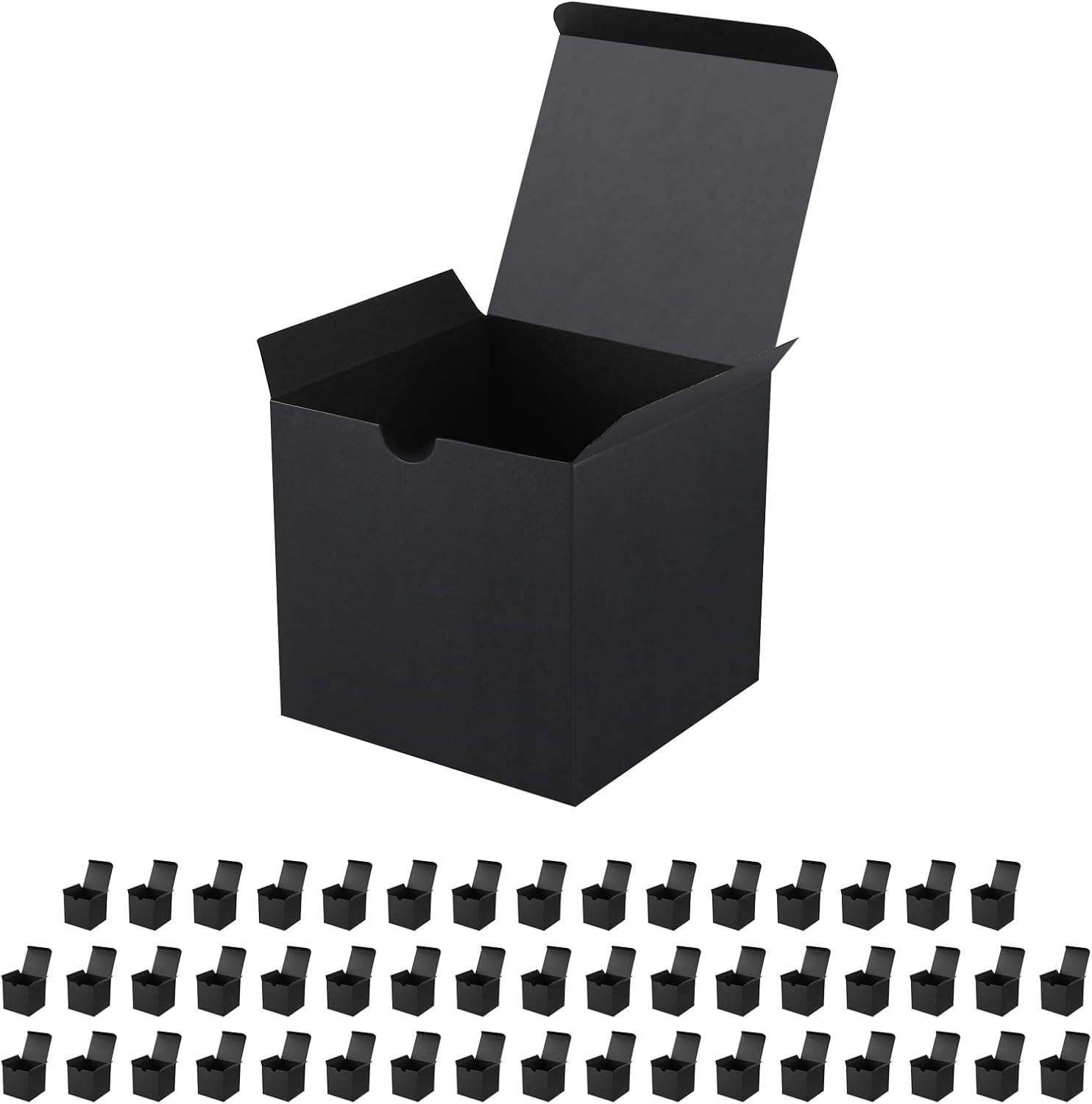 JINMING 50 cajas de regalo pequeñas de 2 x 2 x 2 pulgadas, cajas de regalo con tapas, cajas de regalo negras mate a granel para cupcakes, dulces,