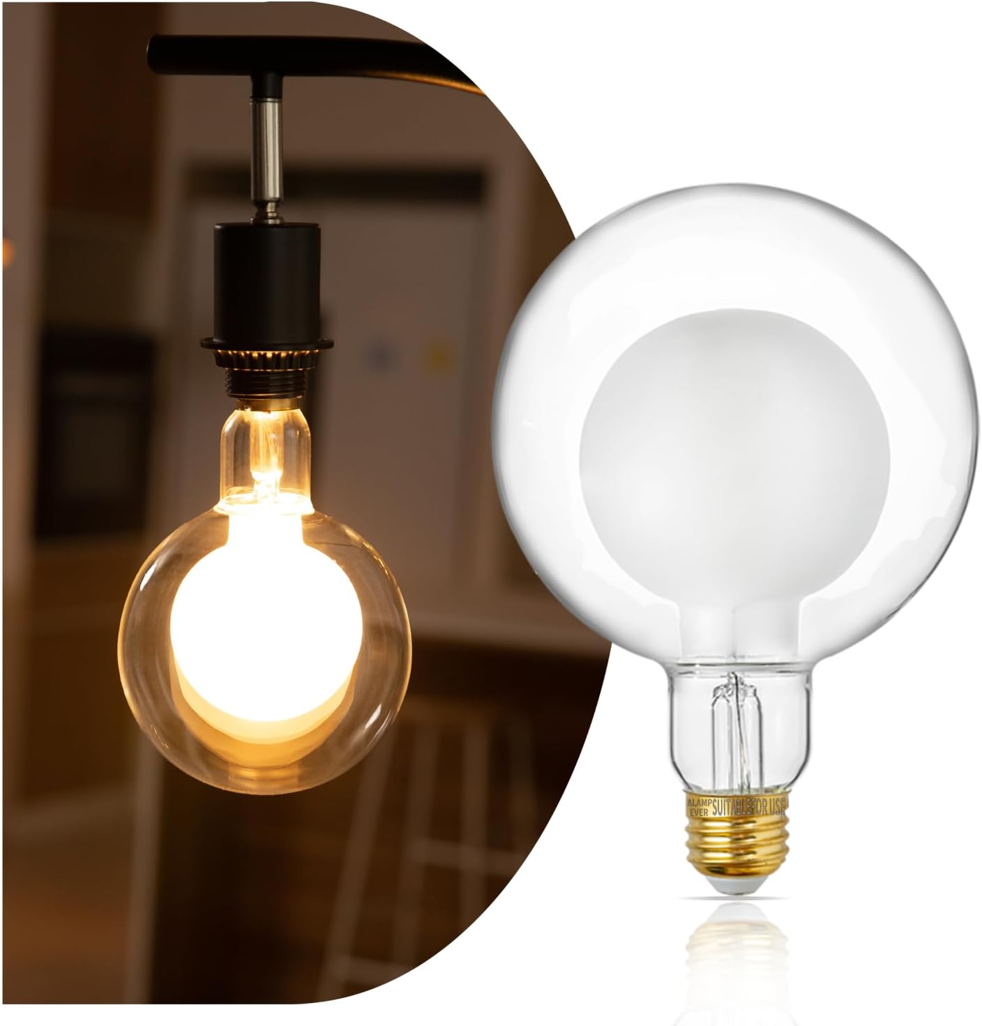 ALAMPEVER Bombillas LED de globo grandes, LED decorativas regulables con 6 W equivalentes a bombillas de 40 W, blanco suave de 2700 K, base E26, 400