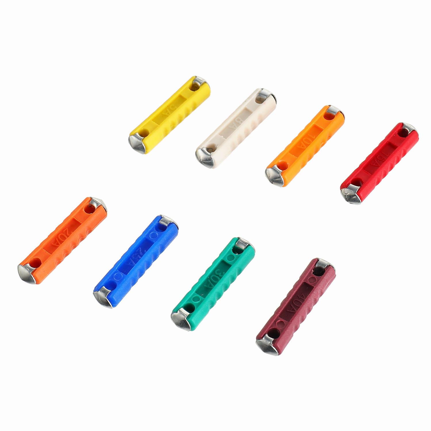 BOJACK Juego de fusibles de torpedo de 8 tipos, 120 piezas, fusibles en forma de torpedo, fusible automotriz 5A, 8A, 10A, 16A, 20A, 25A, 30A, 40A,