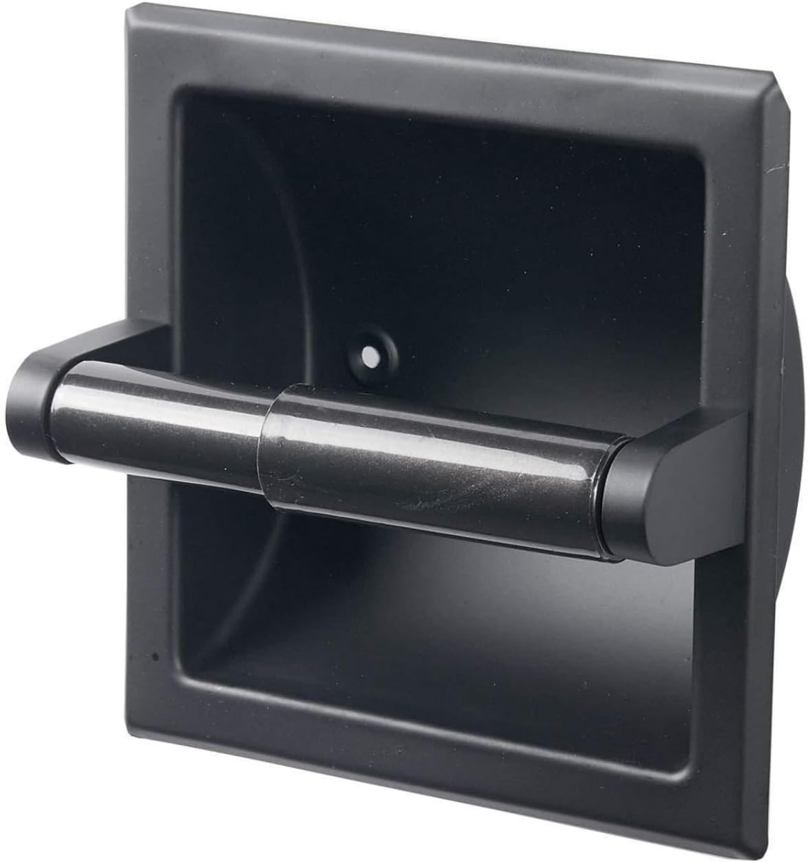 Moderno juego de toalleros de papel higiénico empotrables de color negro mate, soporte de pared de metal duradero para ahorrar espacio, diseño de