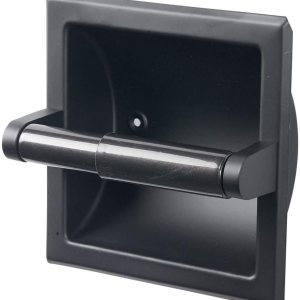 Moderno juego de toalleros de papel higiénico empotrables de color negro mate, soporte de pared de metal duradero para ahorrar espacio, diseño de Moderno juego de toalleros de papel higiénico empotrables de color negro mate, soporte de pared de metal duradero para ahorrar espacio, diseño de