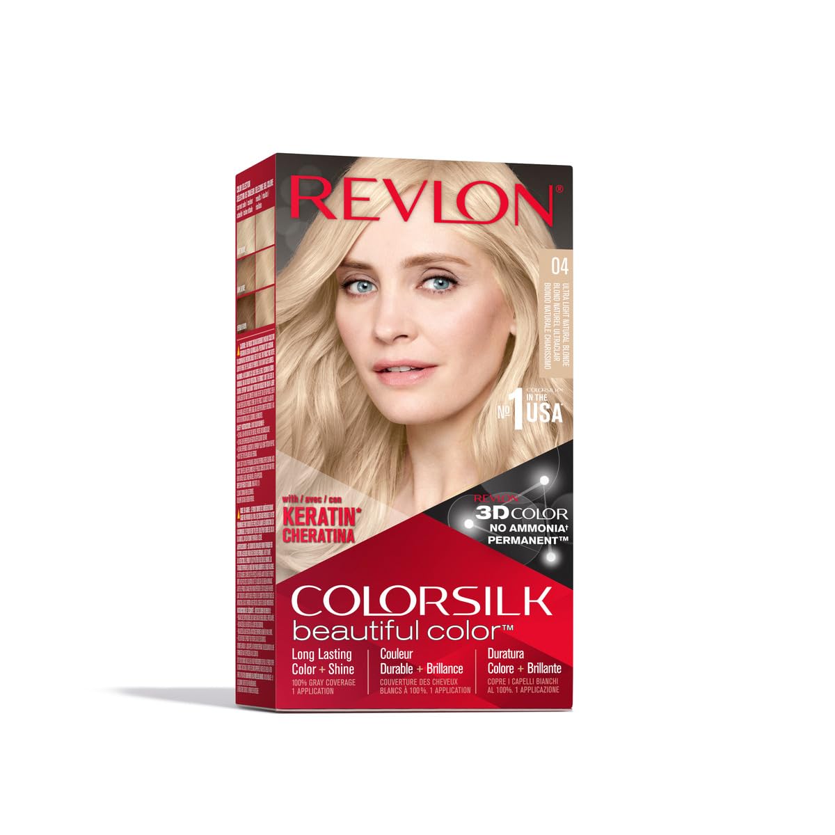 Revlon Colorsilk – Tinte permanente para el cabello, con cobertura 100% de las canas, sin amoníaco, con queratina y aminoácidos, rubio natural
