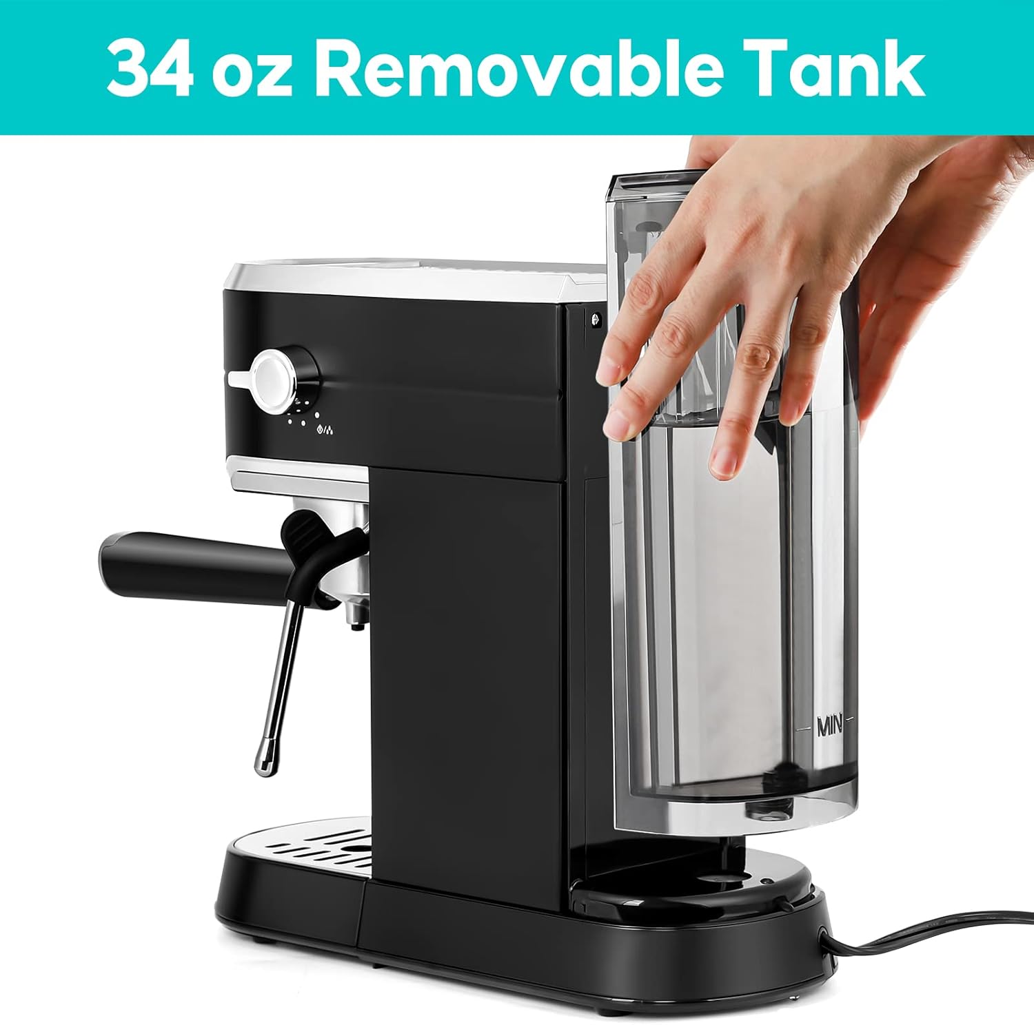CASABREWS Máquina de café expreso de 20 bares, cafetera de café espresso de acero inoxidable con espumador de leche, máquina de capuchino compacta
