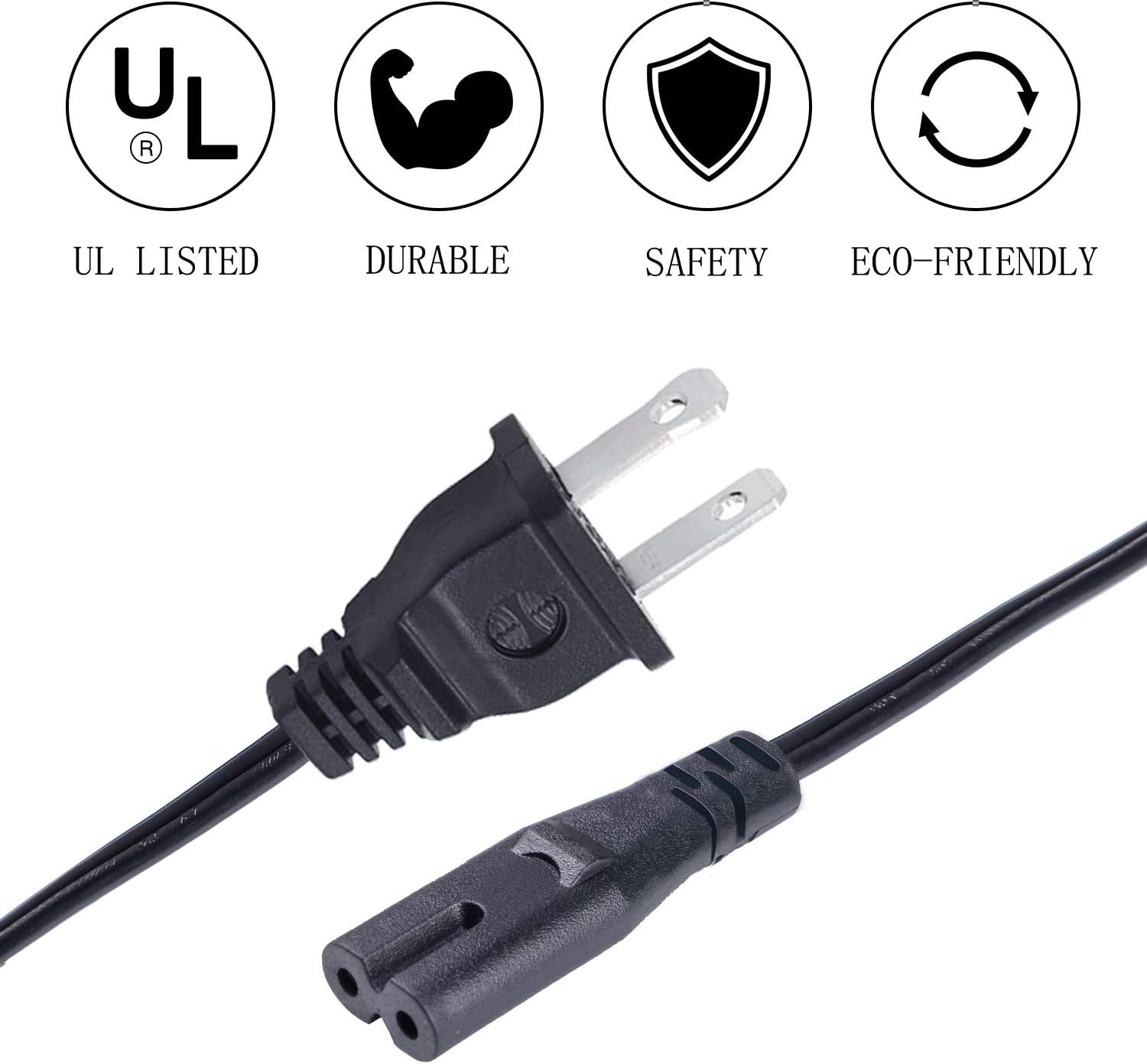Cable de alimentación de repuesto de 8 pies con certificación UL para Samsung UN40 UN43 UN48 UN49 UN50 UN55 UN60 UN65 UN70 UN75 UN78 Series