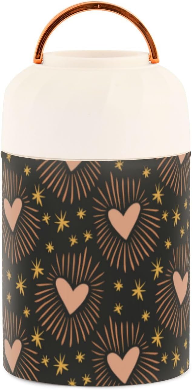 Magical Boho Sacred Heart Love Peace – Tarro aislado con cuchara para niños y mujeres, recipientes de 17 onzas  16.9 fl oz con tapas, de acero
