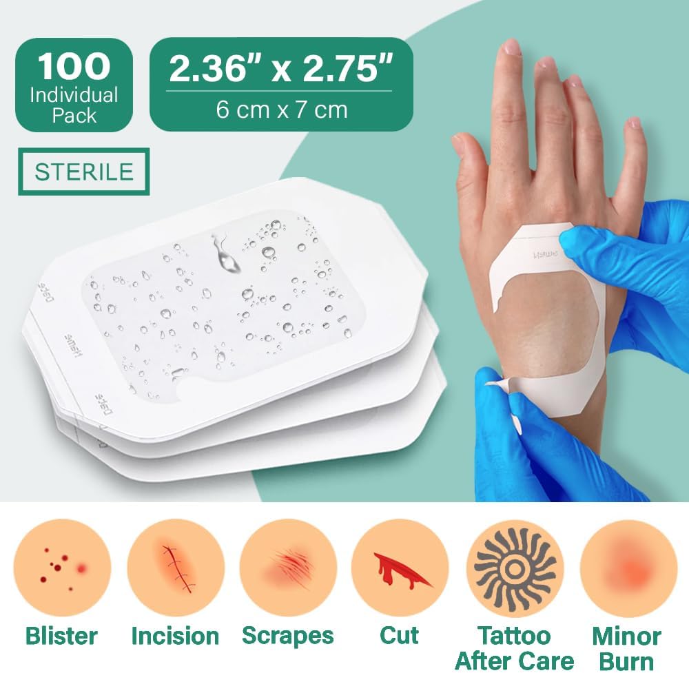 Everlit Care – Aderezo de película transparente, parche adhesivo impermeable grande, marco de ventana para ducha posquirúrgica, escudo intravenoso,