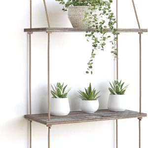 J JACKCUBE DESIGN MK555AAA – Juego de 3 estantes colgantes de madera rústica, decoración bohemia de habitación, estante de exhibición de cuerda J JACKCUBE DESIGN MK555AAA – Juego de 3 estantes colgantes de madera rústica, decoración bohemia de habitación, estante de exhibición de cuerda