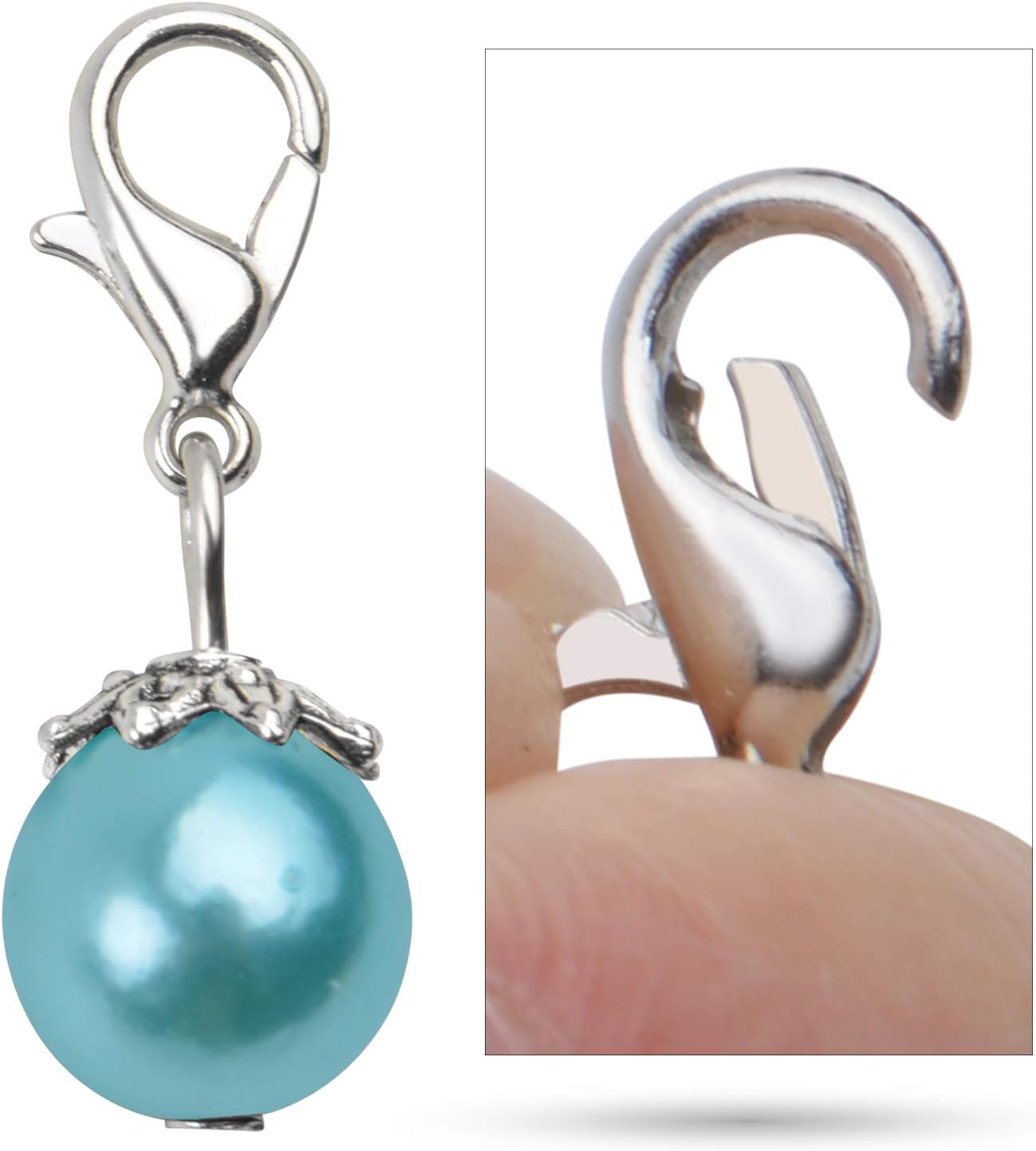 Aylifu Dijes de clip, 20 piezas de perlas coloridas colgantes colgantes con cierre de langosta, accesorio para hacer joyas, accesorios para