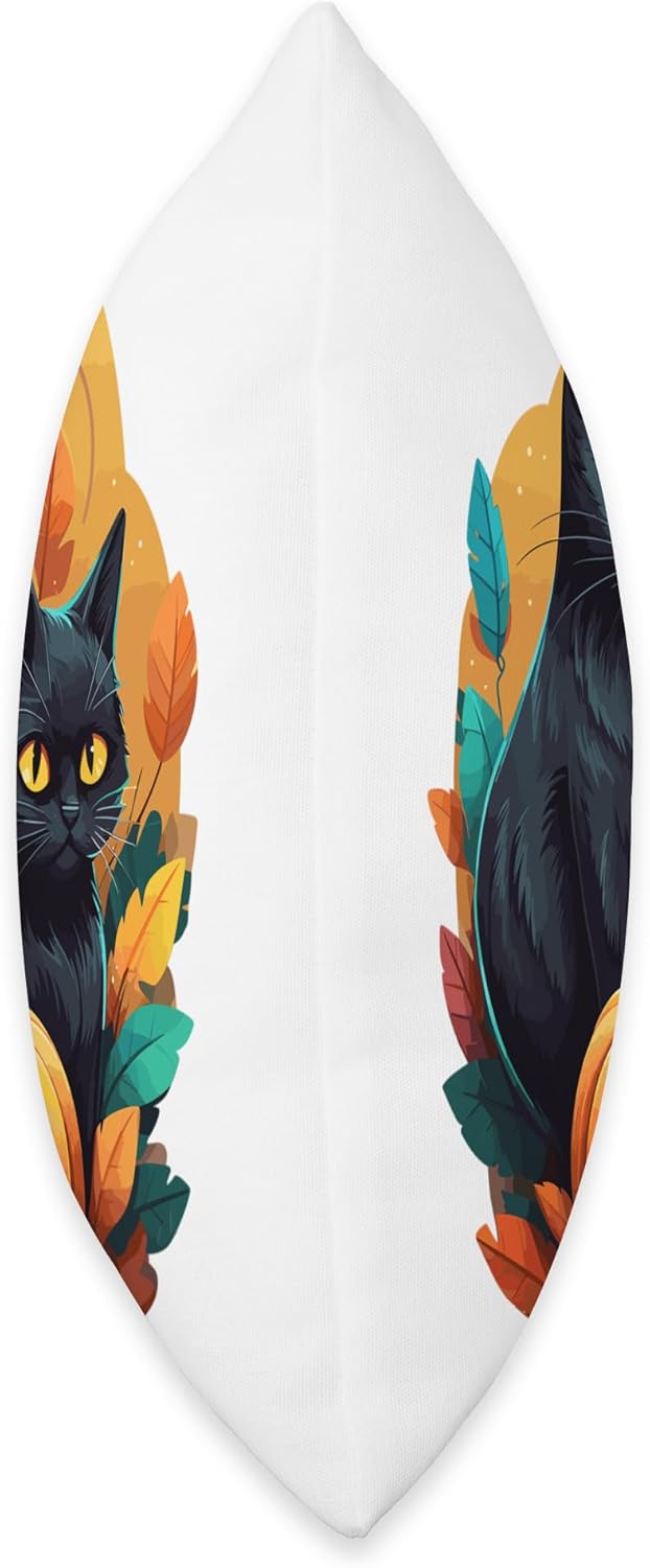 Helloween Cat Costume And Horror Costume Designs Halloween Costume Ladies Pumpkin Black Cat Throw Pillow, 18×18, Multicolor