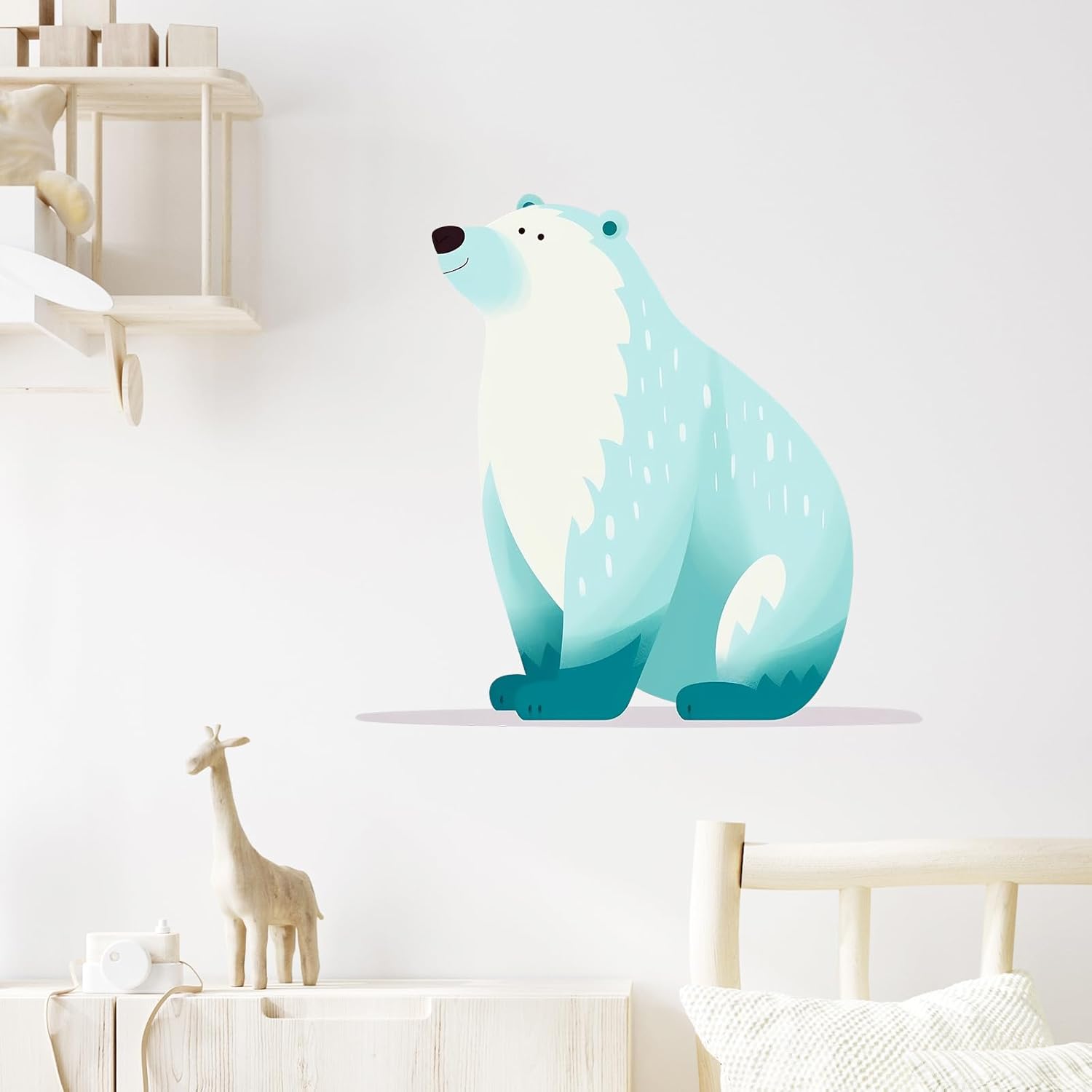 RoyoLam Calcomanías de pared de oso polar de dibujos animados para niños, calcomanías de pared extraíbles para despegar y pegar, decoración del