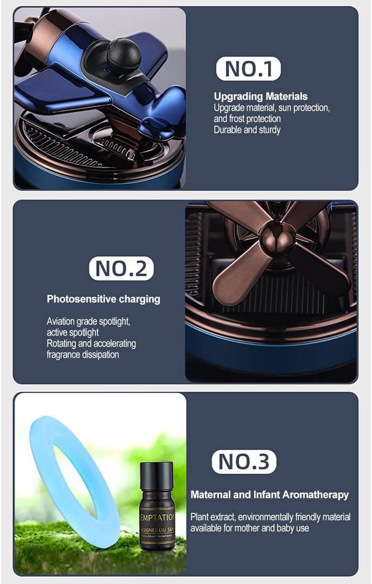 Ambientador de coche difusor de fragancia para automóvil, energía solar creativa, aeronave, aromaterapia, adornos, difusor de perfume giratorio de