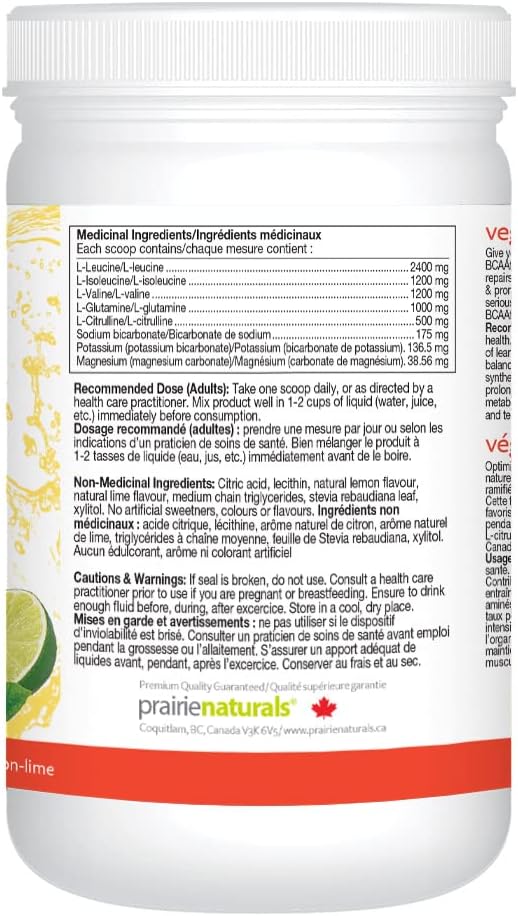 Prairie Naturals PH Balanced BCAA Combustible, limón lima, 11.2 onzas