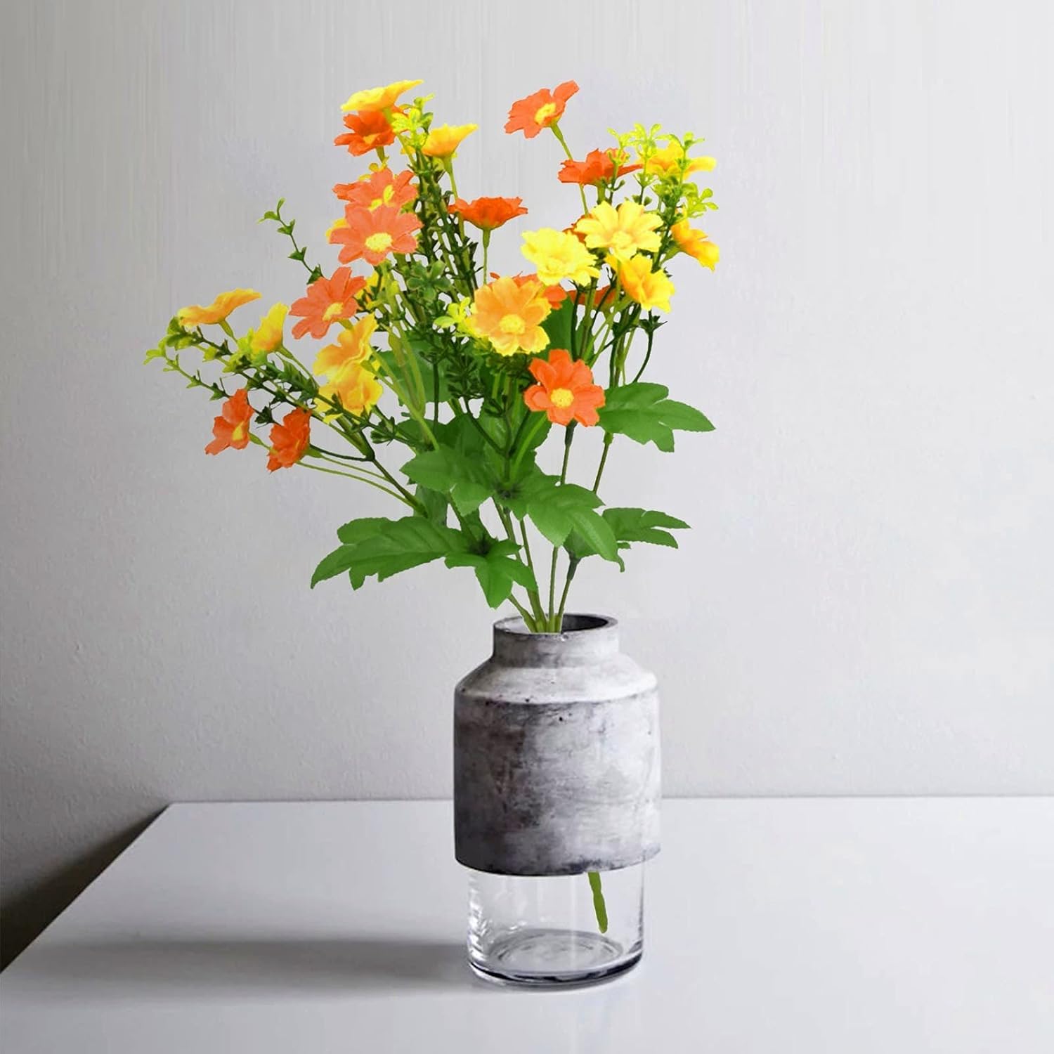 Flores falsas de seda, 3 piezas de lavanda sintética para exteriores, flores de simulación de plástico en maceta, plantas de gypsophila, flores