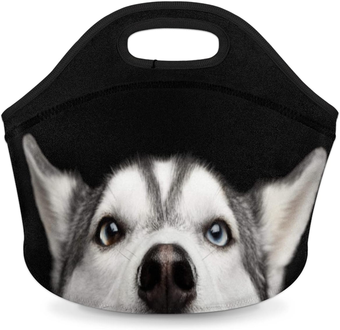 Bolsa de almuerzo de neopreno reutilizable con diseño de perro Husky con diseño de animales, bolsa térmica para comidas, bolsa de almuerzo
