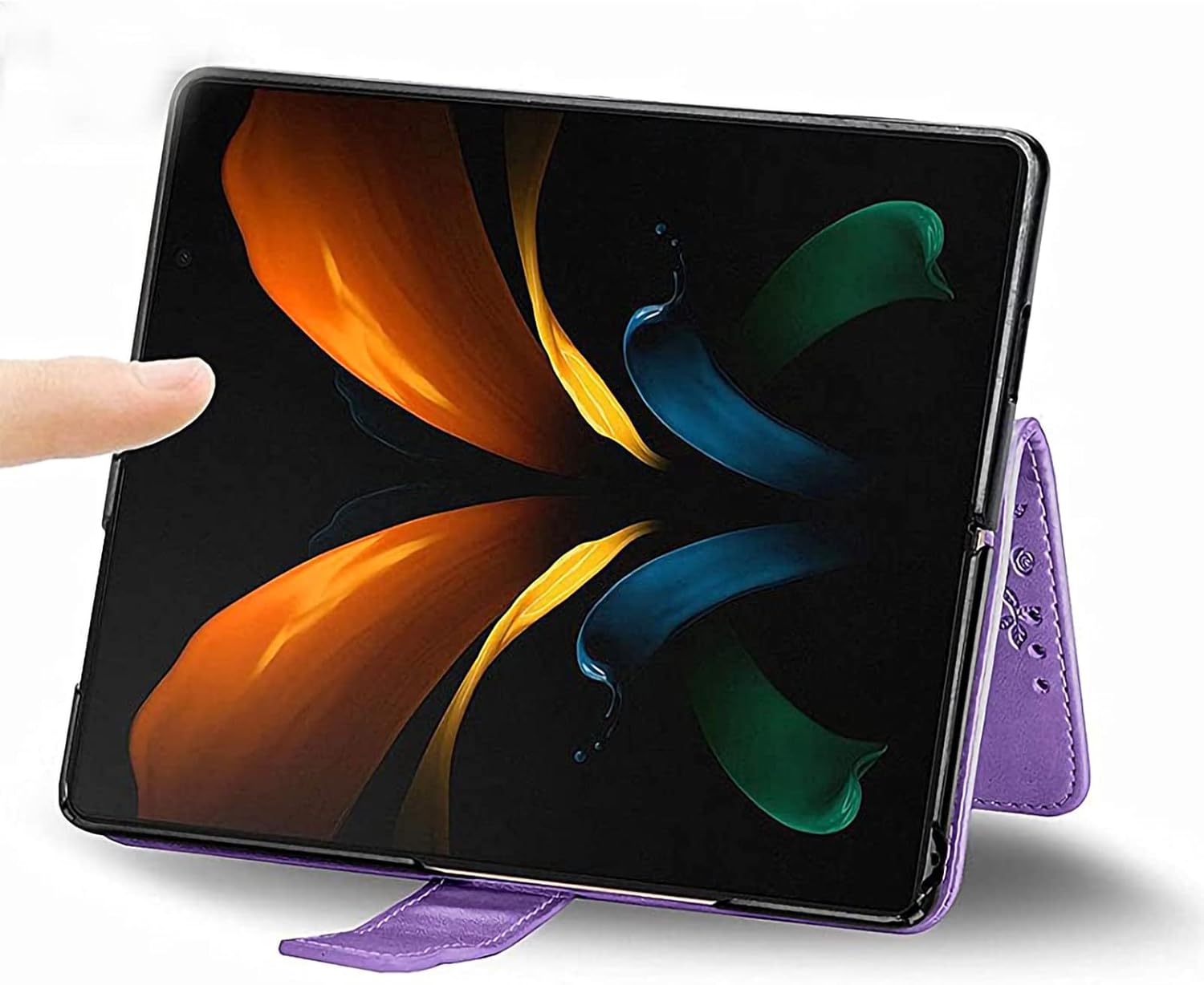 Asuwish Funda de teléfono para Samsung Galaxy Z Fold 4 5G 2022 cartera y girasol de cuero delgado con tapa para tarjetero, accesorios para celda,