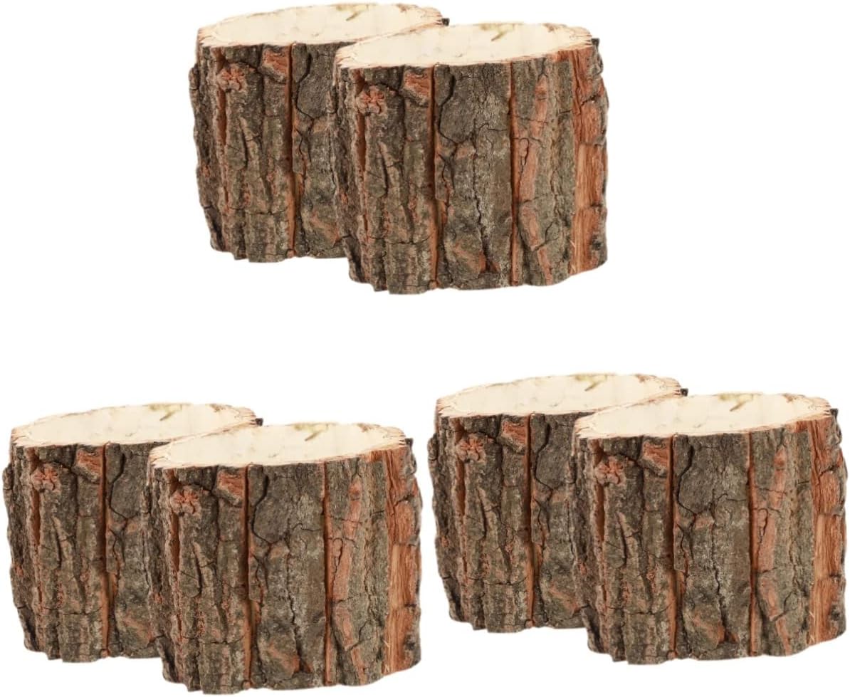 Uonlytech 6 piezas de corteza de flores, cubo de tocón de árbol, maceta rústica, maceta de tronco, maceta de barril, maceta para suculentas, maceta