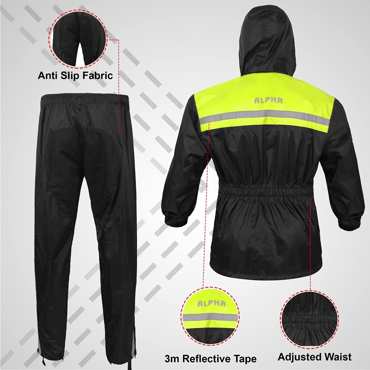 Alpha Cycle Gear – Traje de lluvia para hombre y mujer, chaqueta y pantalón, diseño reflectante e impermeable