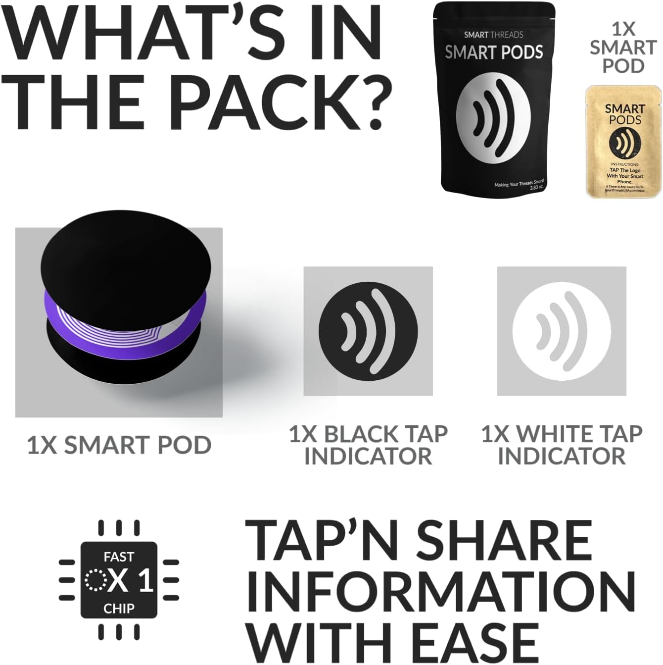 Smart POD – Lleva tu tarjeta de visita digital Dot  Enlace al sitio web  Enlace de revisión de Google  TAP N’ Share NFC – iPhone y Android (negro,
