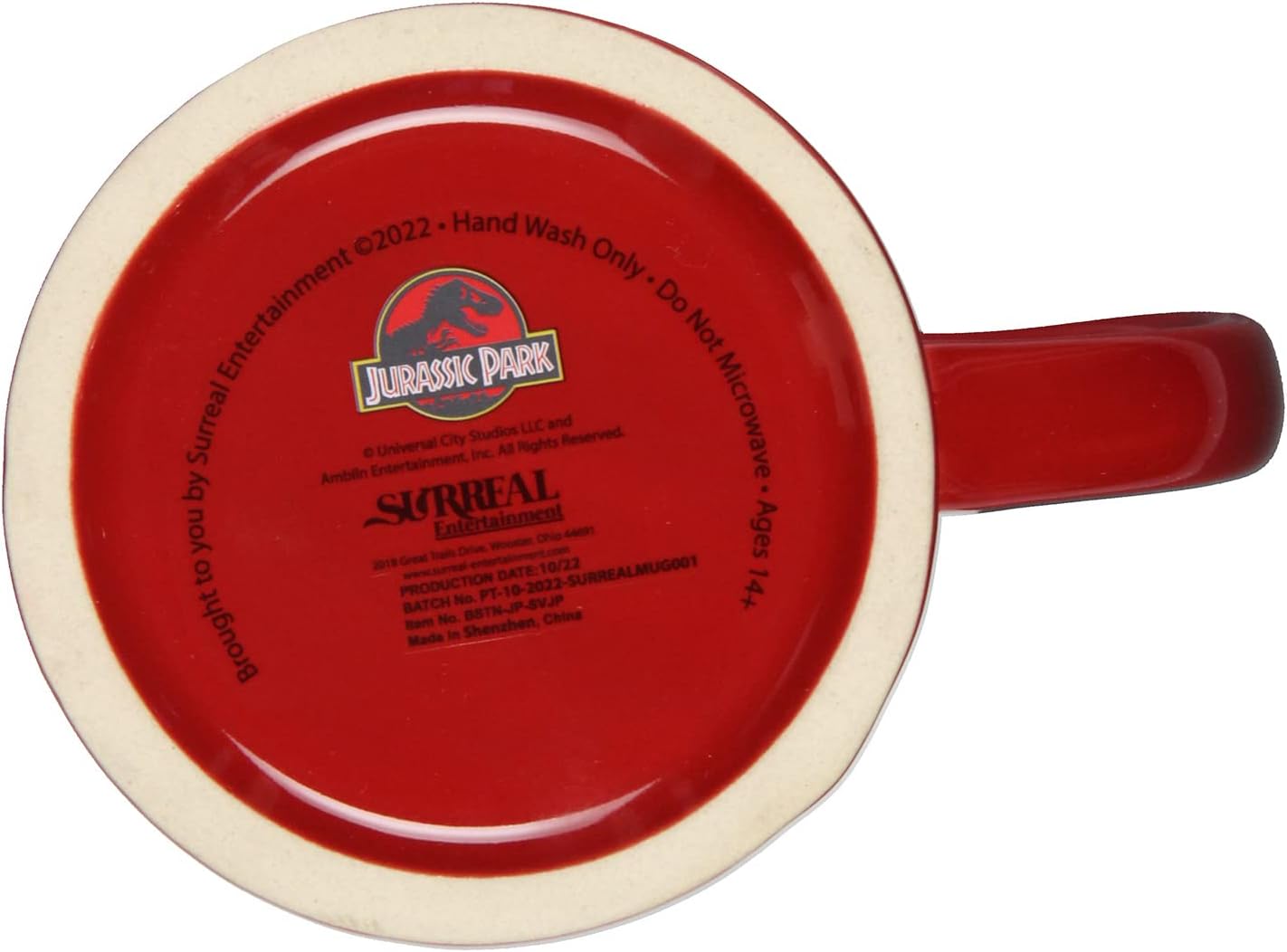 Seven Times Six Taza de café de cerámica con texto en inglés “I Survived Jurassic Park T-Rex, 24 onzas
