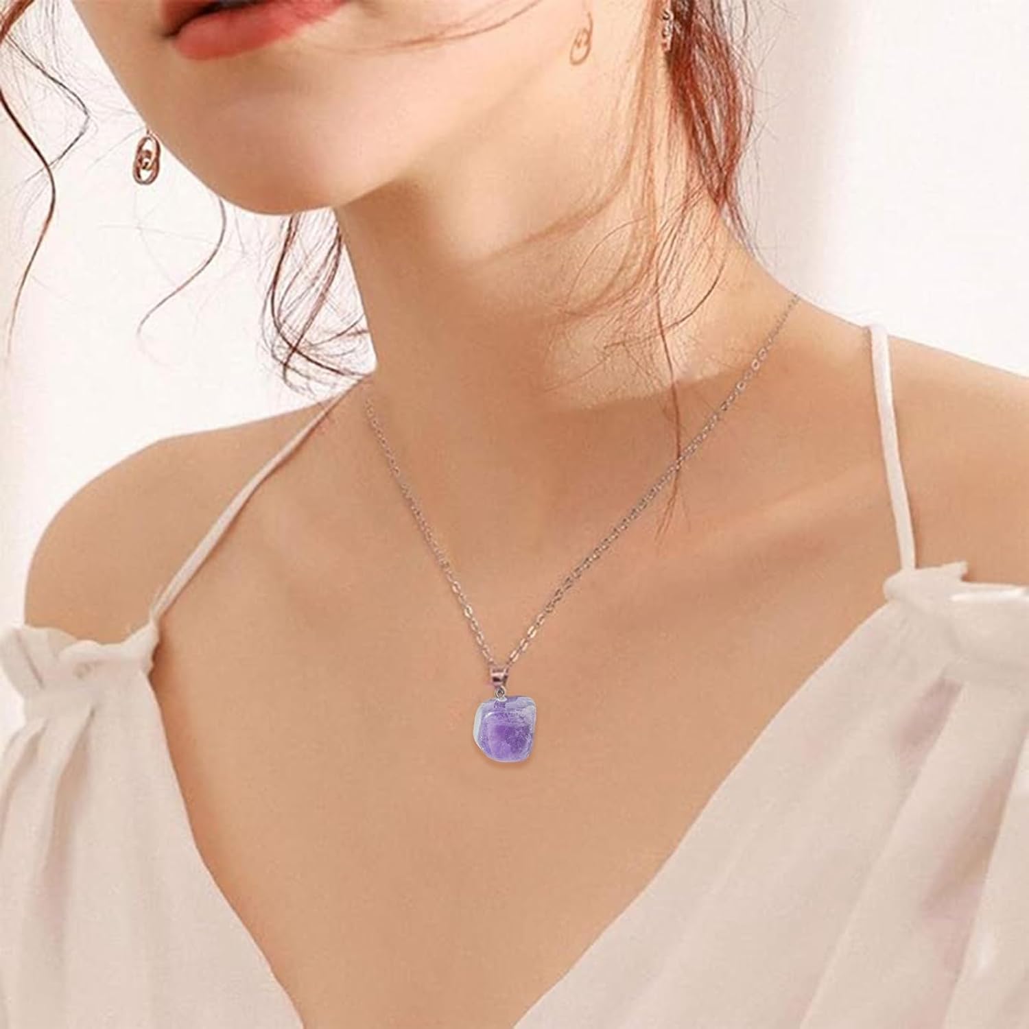 DanLingJewelry Colgantes de chakra reiki de punto curativo natural para collares, aretes, pulseras, joyería, Acero inoxidable