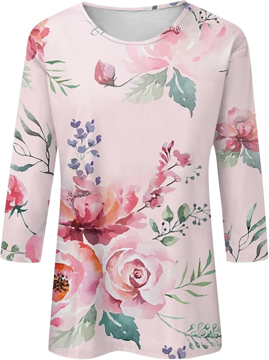 Camisetas personalizadas para mujer, a la moda, casual, de séptima manga, estampada, cuello redondo, camiseta