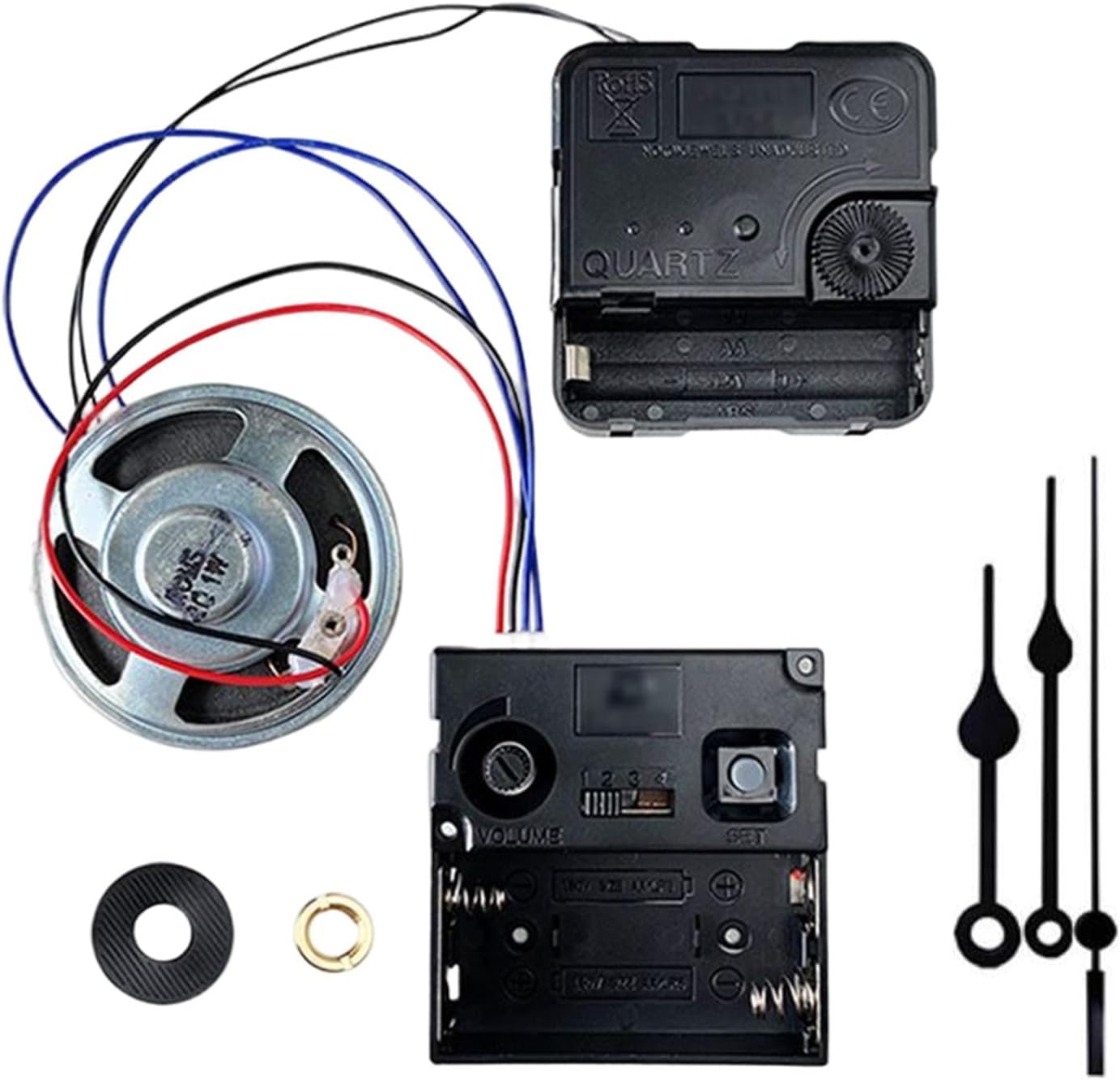 KLKCMS Mecanismo de movimiento de reloj de pared DIY con segundas manecillas de hora y minuto, piezas de repuesto para reloj de pared con campanilla