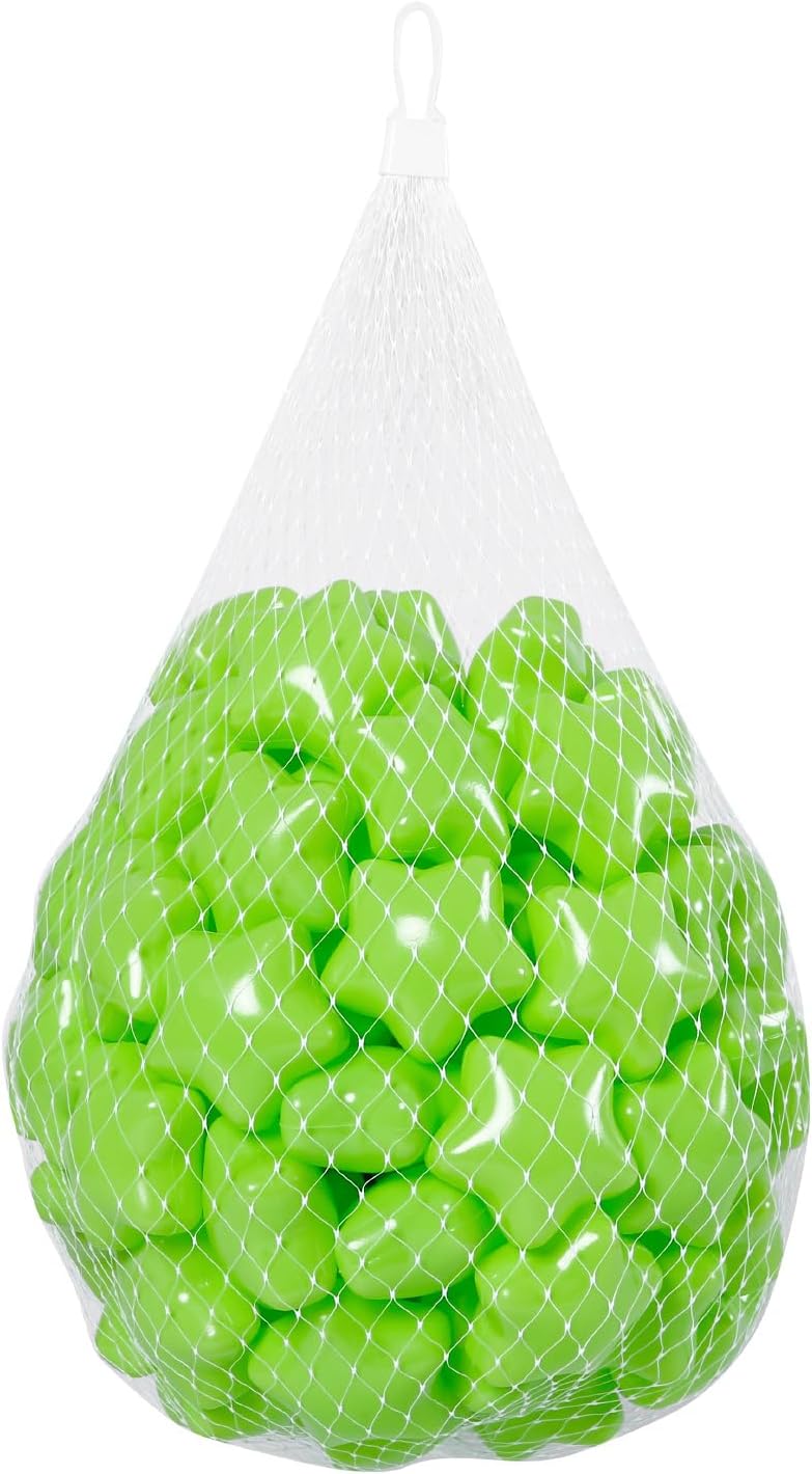 STARBOLO 100 bolas de estrella para niños pequeños, bola de plástico sin ftalatos, sin BPA, no tóxicas, a prueba de aplastamiento, tienda de