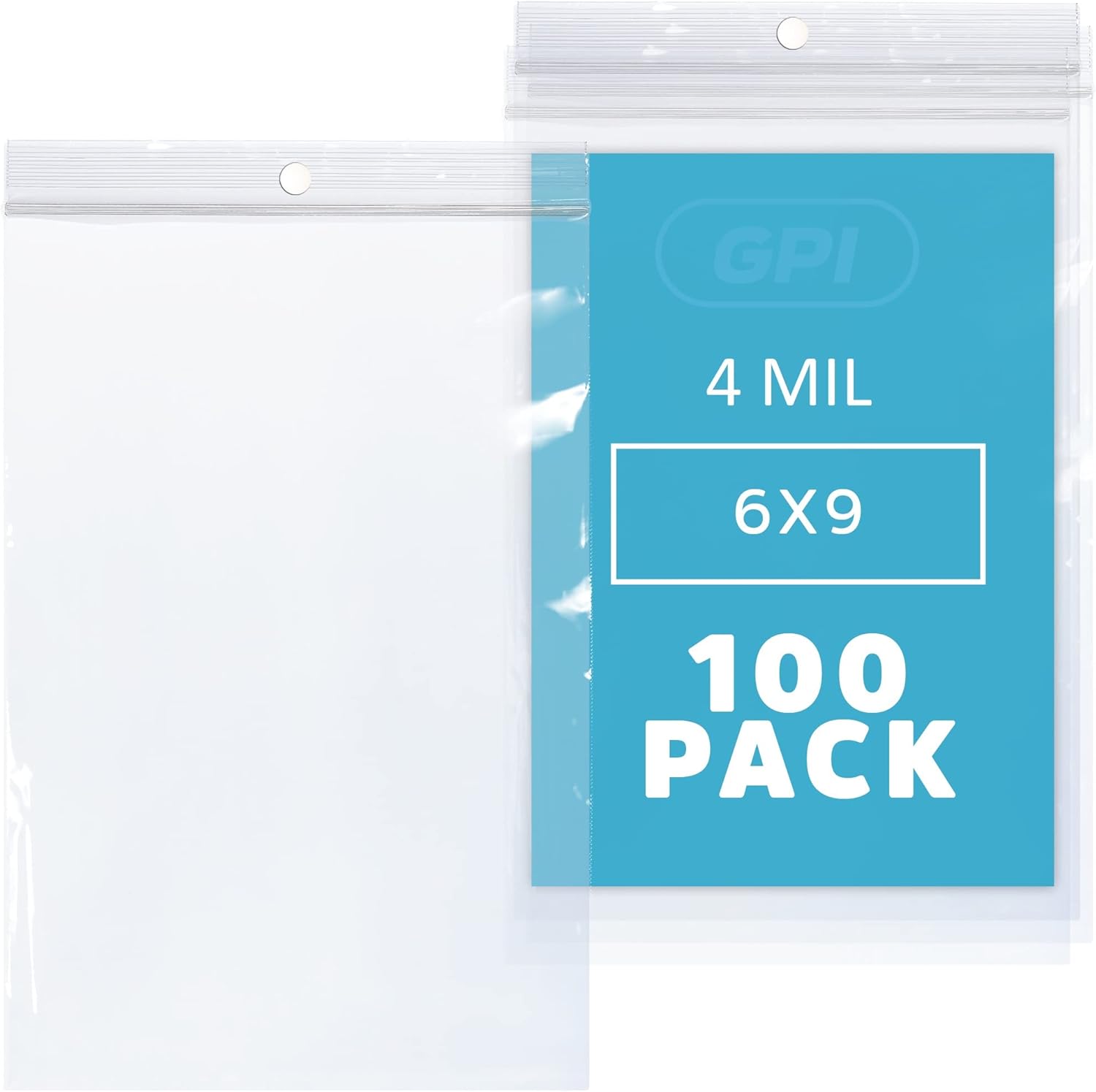 GPI – Bolsas de plástico transparente con cremallera de 6 x 9 pulgadas, 100 unidades, bolsas de polietileno duraderas de 4 mil de grosor con cierre