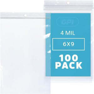 GPI – Bolsas de plástico transparente con cremallera de 6 x 9 pulgadas, 100 unidades, bolsas de polietileno duraderas de 4 mil de grosor con cierre GPI – Bolsas de plástico transparente con cremallera de 6 x 9 pulgadas, 100 unidades, bolsas de polietileno duraderas de 4 mil de grosor con cierre