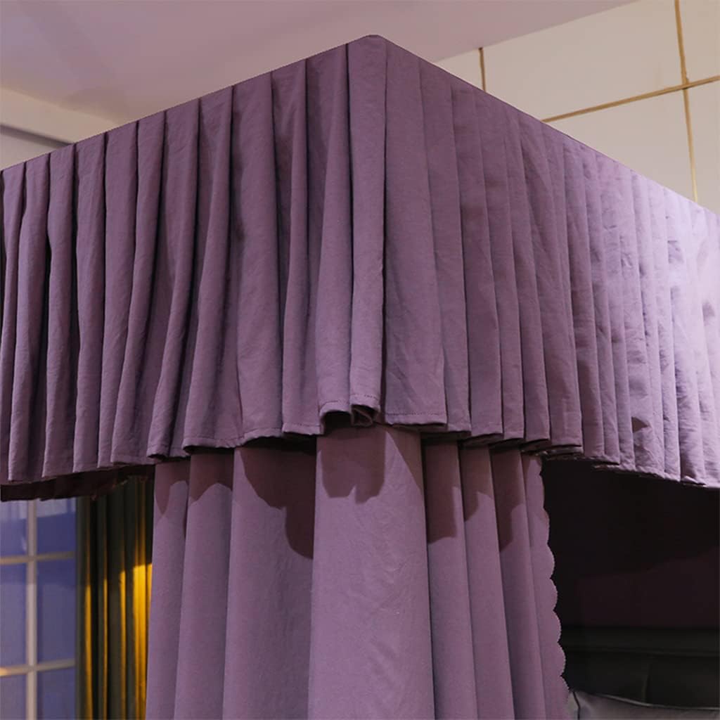 Obokidly Cortina de cama de princesa de 4 postes de cuatro esquinas de color liso, elegante toldo de red para niñas, niños, adolescentes, niñas,