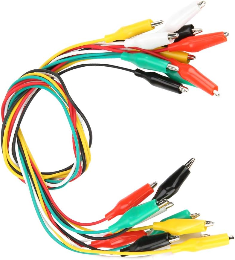 Heayzoki Clips de cocodrilo, 10 cables de alambre de cocodrilo de doble extremo, 19.7 in20 pulgadas, cables de prueba con clips aisladores para