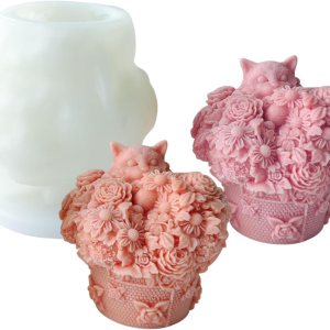 Silicone Mold for Animals, Resin Mold for Cat Flower, Candle Mold, 3D Mold for Cat Pot, Plaster Cake Molds with Soap Flavor Silicone Mold for Animals, Resin Mold for Cat Flower, Candle Mold, 3D Mold for Cat Pot, Plaster Cake Molds with Soap Flavor