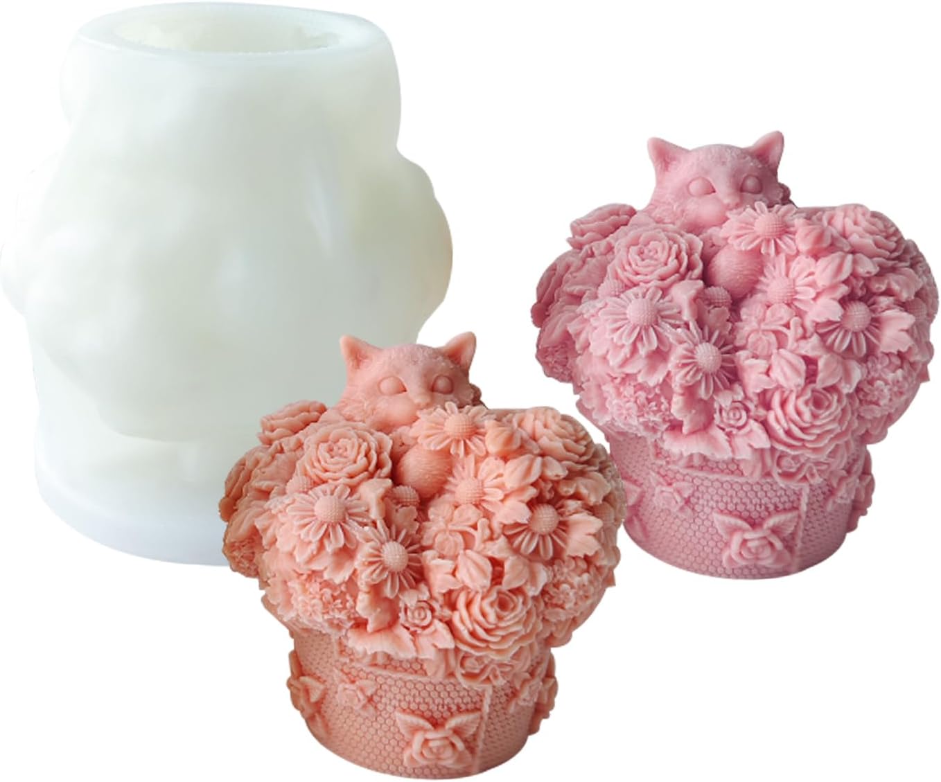 Silicone Mold for Animals, Resin Mold for Cat Flower, Candle Mold, 3D Mold for Cat Pot, Plaster Cake Molds with Soap Flavor