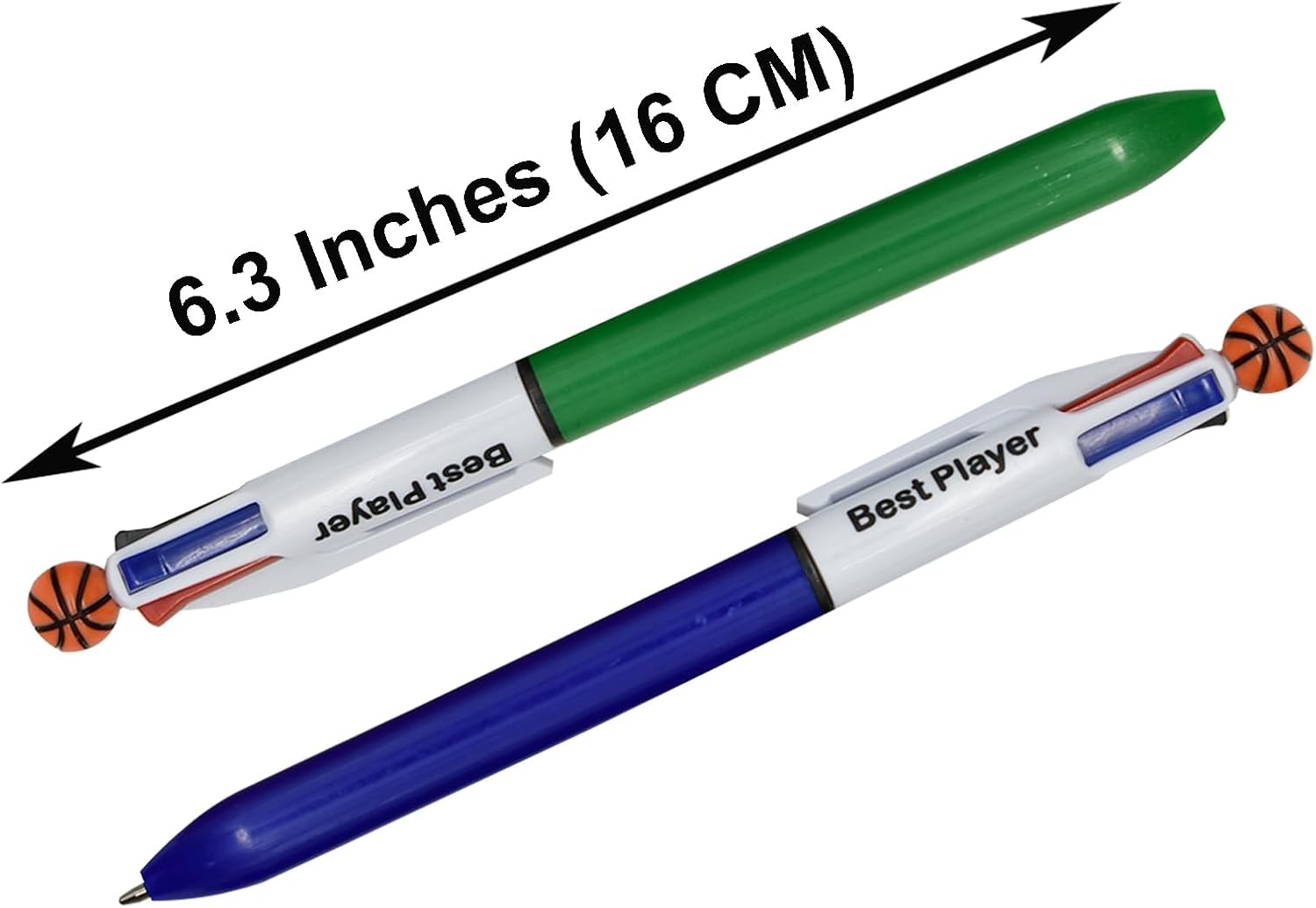Maydahui 12 bolígrafos de baloncesto multicolor retráctiles 4 en 1, bolígrafos deportivos de 4 colores para escuela, estudiantes, fiestas, oficina,