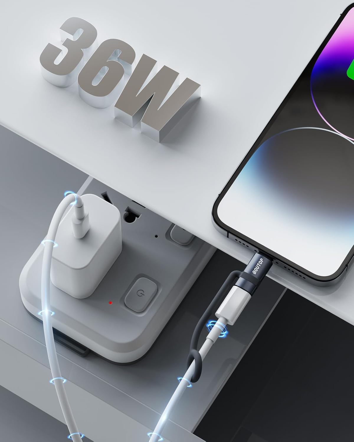 Certificado MFi Adaptador USB C a Lightning, adaptador tipo C a Lightning, compatible con carga rápida PD de 36 W, compatible con iPhone, iPad, gris