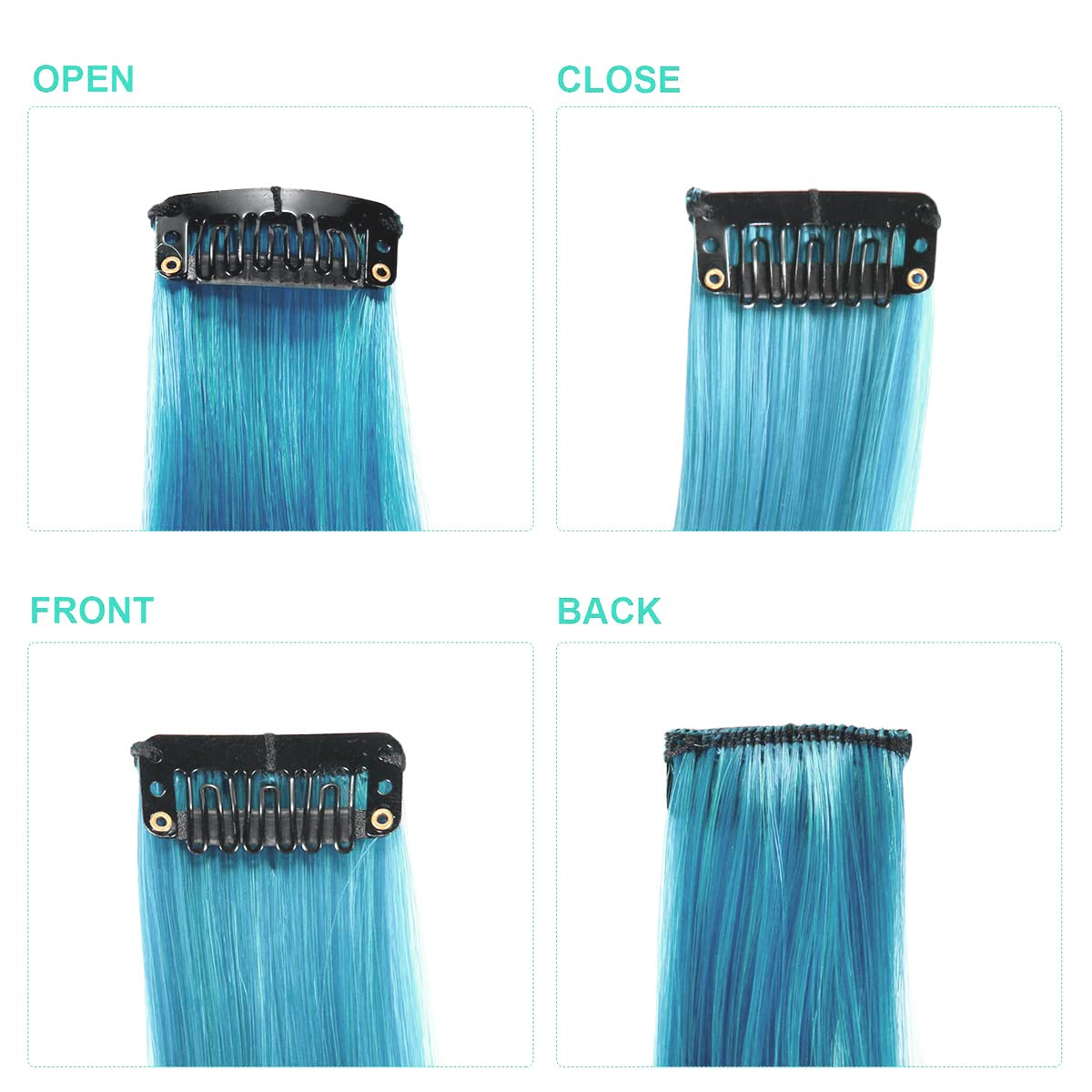 12 extensiones de cabello con clip de colores, para BEAHOT de 22 pulgadas, extensiones largas y rectas con clip sintético, Halloween, cosplay,