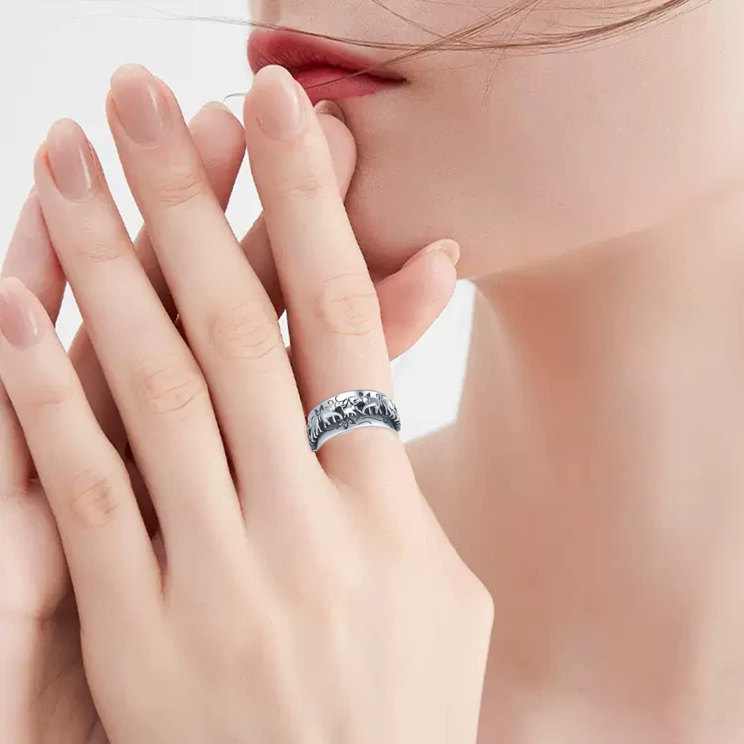 Anillo giratorio de plata de ley con elefante, anillo giratorio para mujer, anillo giratorio de elefante, joyería de regalo para mujeres y hombres