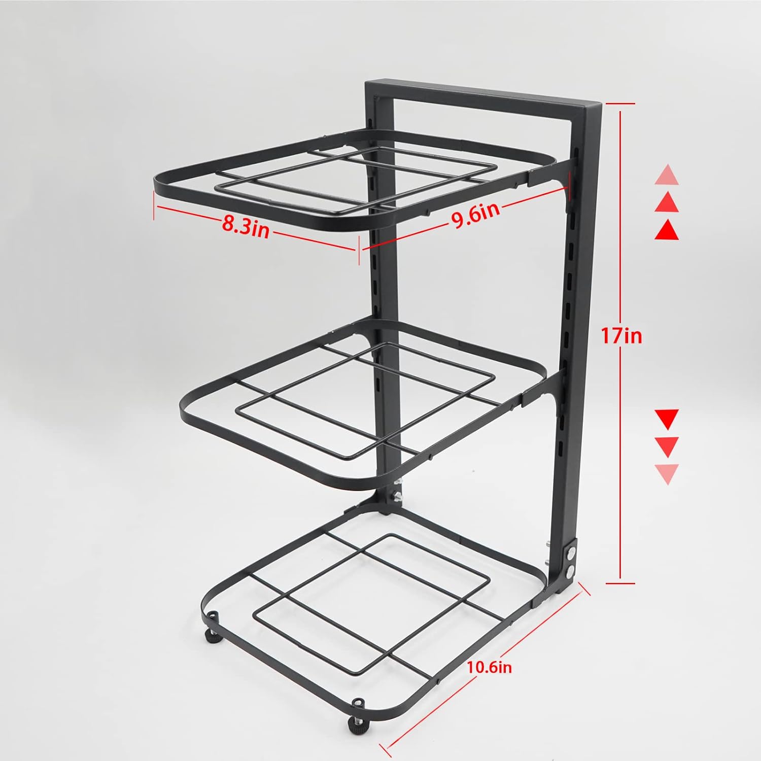 Organizador de ollas y sartenes para gabinete, 3 niveles para organizar la cocina, altura ajustable y ahorro de espacio, con 2 métodos de bricolaje,